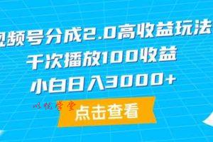 （9716期）视频号分成2.0高收益玩法，千次播放100收益，小白日入3000+