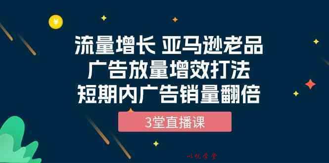 流量增长 亚马逊老品广告放量增效打法，短期内广告销量翻倍（3堂直播课）