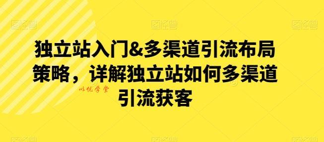 独立站入门&多渠道引流布局策略，详解独立站如何多渠道引流获客