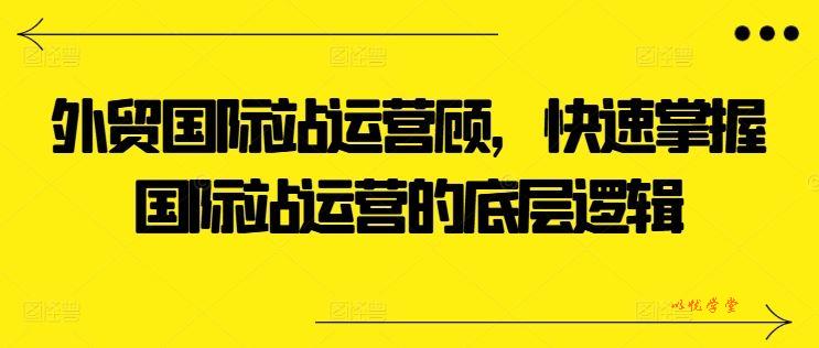 外贸国际站运营顾问，快速掌握国际站运营的底层逻辑