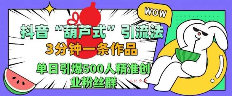 抖音葫芦式引流法，三分钟一条作品，单日引爆抖音500人精准创业粉丝群【揭秘】