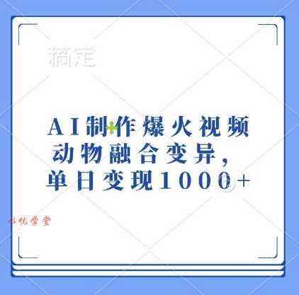 AI制作爆火视频，动物融合变异，单日变现1k