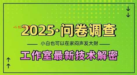 2025问卷调查最新工作室技术解密：一个人在家也可以闷声发大财，小白一天2张，可矩阵放大【揭秘】