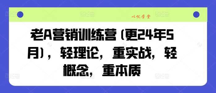 老A营销训练营(更24年12月)，轻理论，重实战，轻概念，重本质