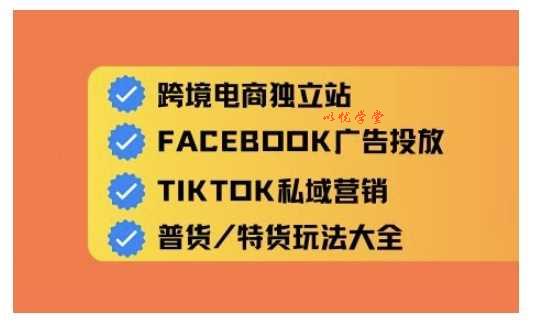 跨境电商独立站及全域流量营销，从0基础快速入门并精通跨境电商运营