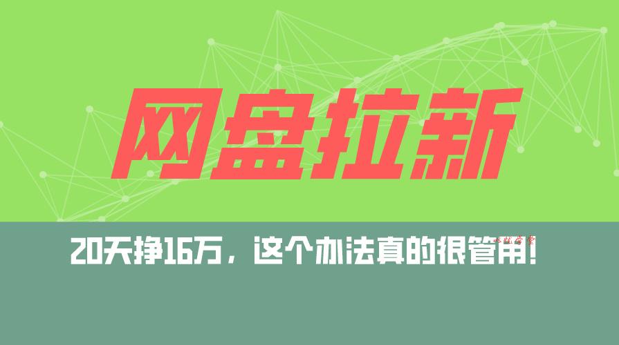 （12294期）网盘拉新+私域运营玩法，零基础入门，小白可操作，当天见效，日入5000+
