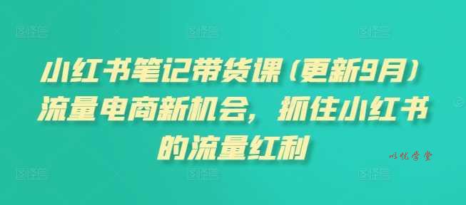 小红书笔记带货课(更新25年1月)流量电商新机会，抓住小红书的流量红利