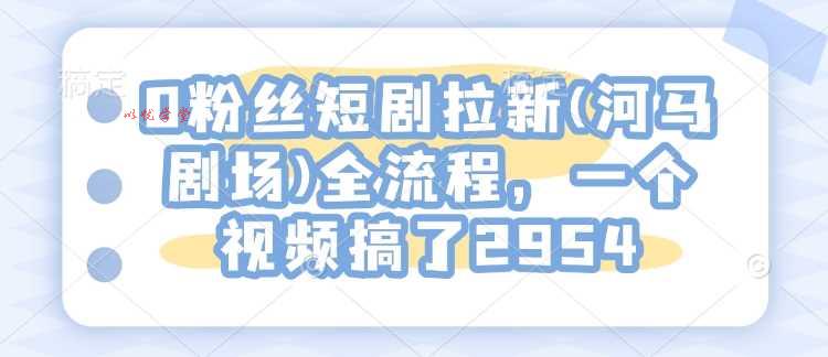 0粉丝短剧拉新(河马剧场)全流程，一个视频搞了2954