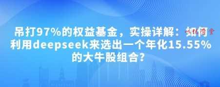 付费文章：吊打97%的权益基金，实操详解：如何利用deepseek来选出一个年化15.55%的大牛股组合?