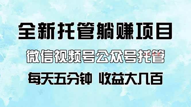 （14425期）全新托管躺赚项目，微信视频号公众号托管代运营，每天五分钟，收益大几百