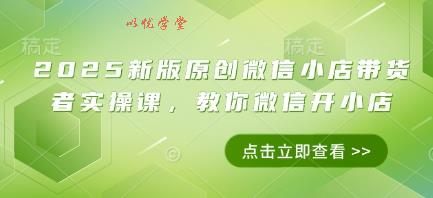 2025新版原创微信小店带货者实操课，教你微信开小店