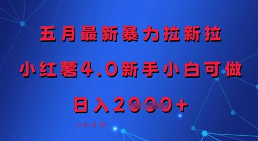 五月最新暴力拉新拉，小红薯4.0新手小白可做，日入多张