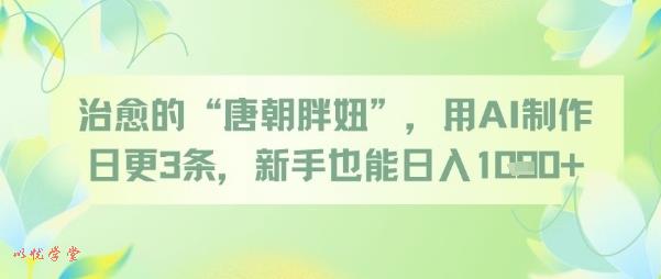 治愈的“唐朝胖妞”，用AI制作日更3条，新手也能日入多张