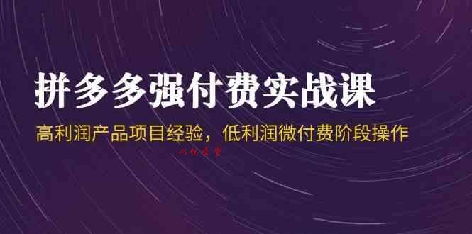 拼多多强付费实战课-44期，高利润产品项目经验，低利润微付费阶段操作