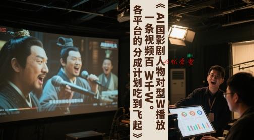 AI三国影视剧人物对口型唱歌玩法，一条视频百W千W播放，各平台的分成计划吃到飞起