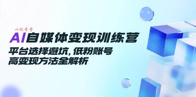 AI自媒体变现训练营，平台选择避坑，低粉账号高变现方法全解析