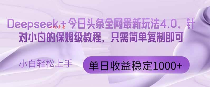 （14678期）今日头条4.0最新版本 Deepseek+今日头条全网最新玩法，单日收益突破100…