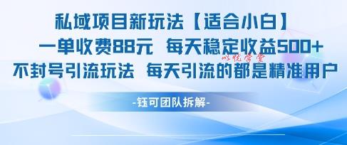 私域项目新玩法【适合小白】 一单收费88.每天稳定收益几张