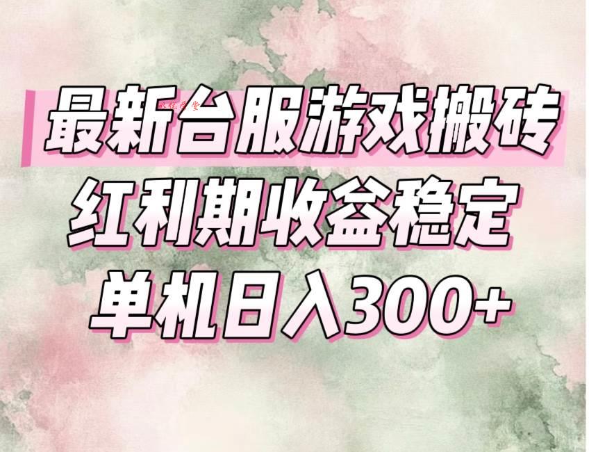 （15101期）最新台服游戏搬砖，红利期收益高稳定，操作简单，小白闭眼入。