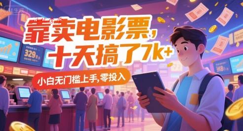 靠卖电影票，十天搞了7k+，小白无门槛上手，零投入【揭秘】