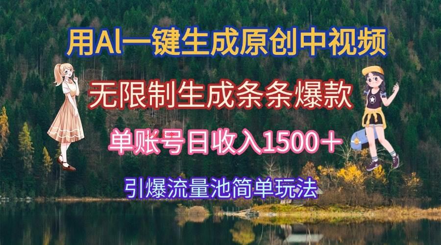 （15210期）用Al一键生成原创中视频，无限制生成条条爆款，单账号日收入1500＋引爆…
