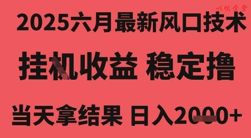2025六月最新风口技术，无人挂G撸礼物，长期稳定 一个小时收益2k+，小白当天拿结果【揭秘】