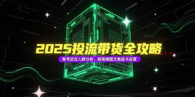 （15233期）2025投流带货全攻略，账号定位人群分析，短视频图文商品卡运营