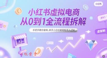 小红书虚拟电商从0到1全流程拆解，手把手教你复制，新手小白也能轻松月入过W