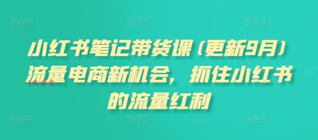 小红书笔记带货课(更新25年6月)流量电商新机会，抓住小红书的流量红利