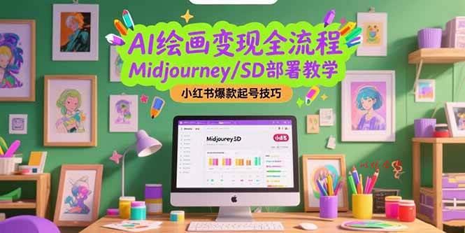 （15324期）AI绘画变现全流程，Midjourney/SD部署教学，小红书爆款起号技巧