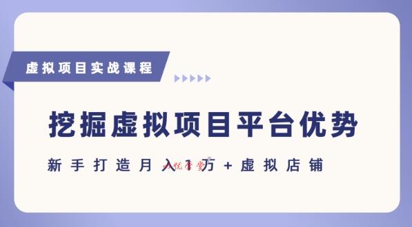 抓住虚拟项目各平台优势，新手轻松月入1W+(给出具体建议)