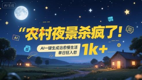 农村夜景杀疯了！AI一键生成治愈系慢生活，单日狂入1k+