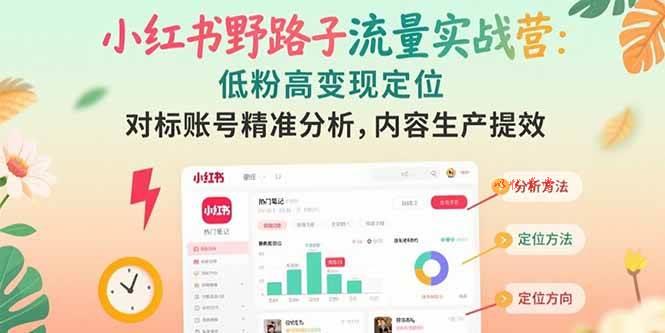 （15423期）小红书野路子流量实战营：低粉高变现定位 对标账号精准分析 内容生产提效