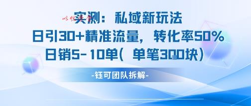 实测私域新玩法日引30加精准流量转化率50%日销5-10单每笔3张