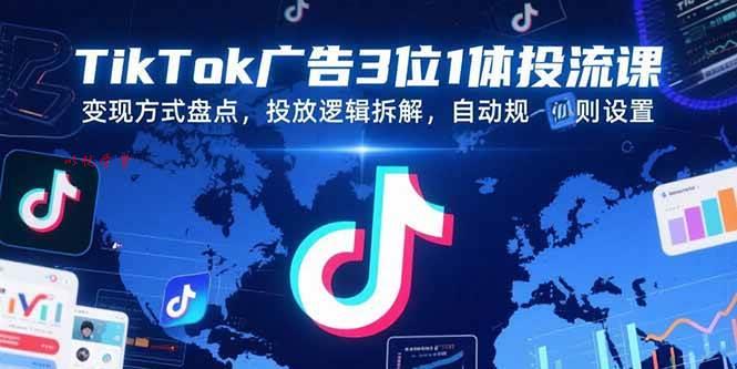 （15460期）TikTok广告3位1体投流课，变现方式盘点，投放逻辑拆解，自动规则设置