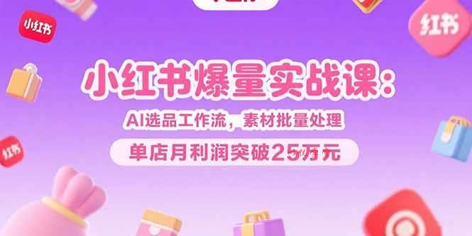 （15462期）小红书爆量实战课：AI选品工作流，素材批量处理，单店月利润突破25万元