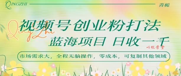 视频号创业粉打法，日入1k，蓝海项目，市场需求大，全程无脑操作，可复制