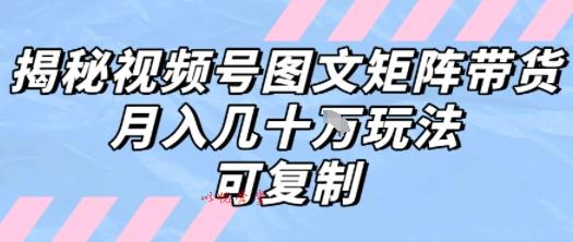 解密视频号图文矩阵带货，月入几个W的打法，可复制