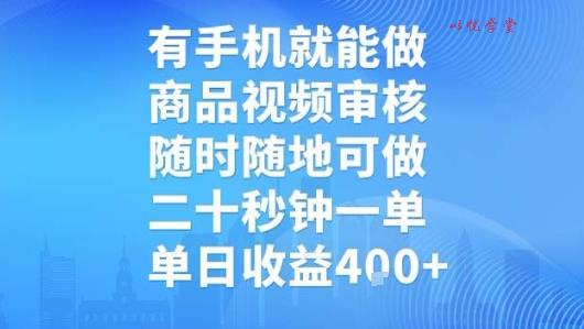有手机就能做，商品视频审核，随时随地可做，二十秒钟一单，单日收益【揭秘】