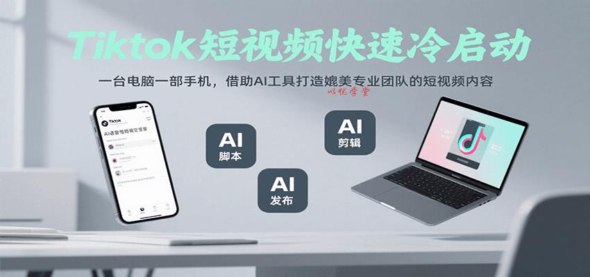 Tiktok短视频快速冷启动，一台电脑一部手机，借助AI工具打造媲美专业团队的短视频内容
