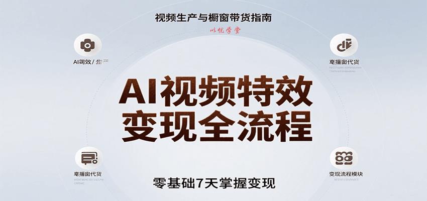 AI视频特效变现全流程，零基础7天掌握视频生产到橱窗带货变现