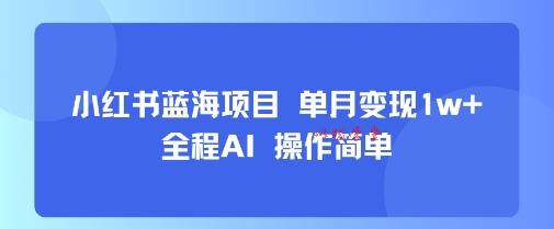 小红书蓝海项目 单月变现1w+ 全程AI 操作简单