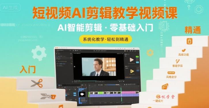 短视频AI剪辑教学视频课，入门到精通