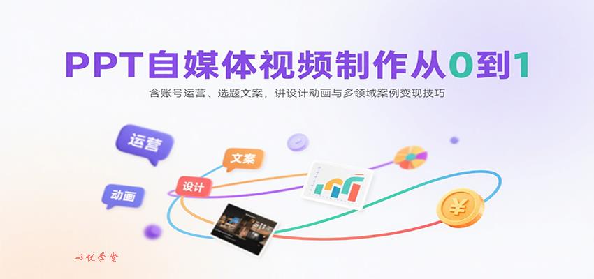 PPT自媒体视频制作从0到1：含账号运营、选题文案，讲设计动画与多领域案例变现技巧