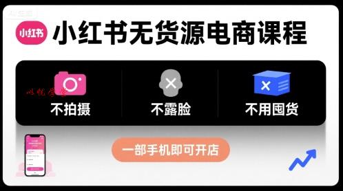 小红书无货源电商课程，不拍摄不露脸不用囤货，一部手机即可开店
