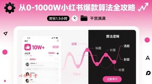 从0-1000W小红书爆款算法全攻略，时长1.5小时，干货满满