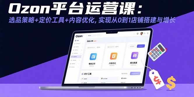 （15794期）Ozon平台运营课：选品策略+定价工具+内容优化，实现从0到1店铺搭建与增长