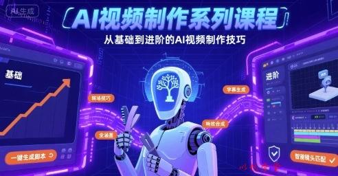 AI视频制作系列课程，从基础到进阶的AI视频制作技巧全涵盖