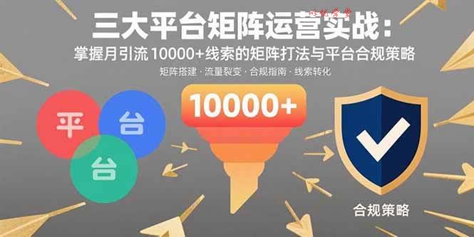 （15841期）三大平台矩阵运营实战：掌握月引流10000+线索的矩阵打法与平台合规策略