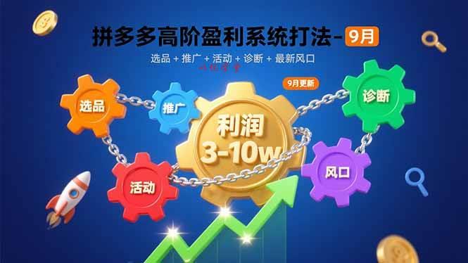 （15916期）拼多多高阶盈利系统打法-9月：选品+推广+活动+诊断+最新风口，月利润3-10w